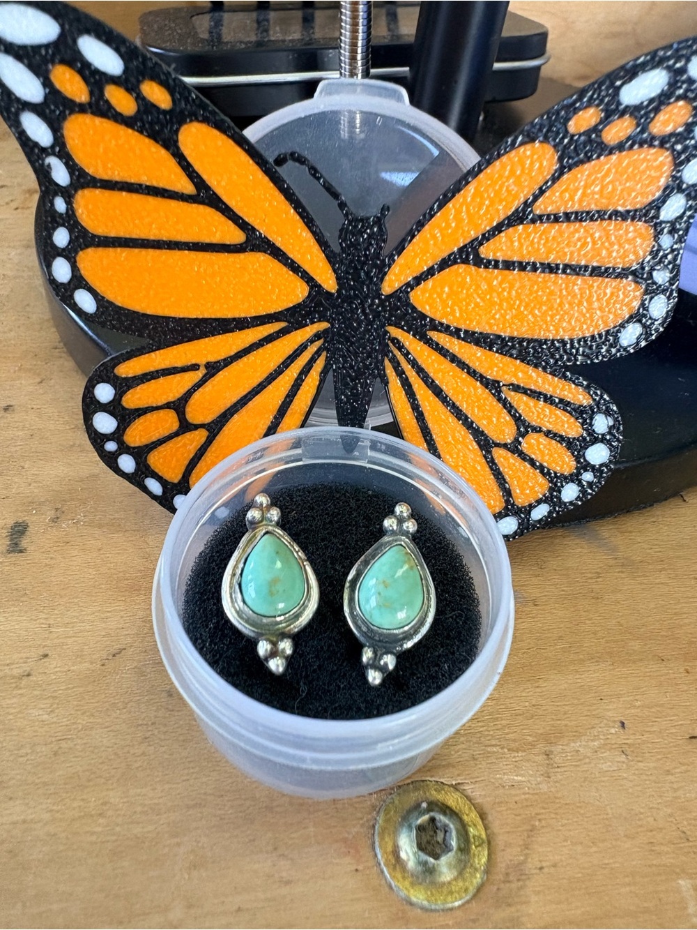 Teardrop Turquoise Stud Earrings in Mint Green 925 Sterling silver